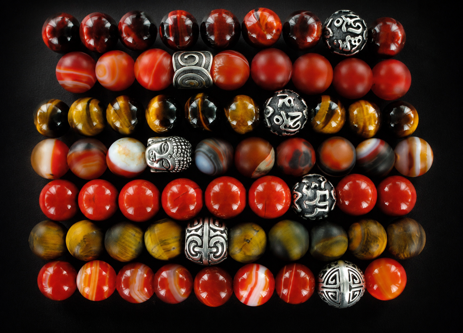 Bracelets GÖSHÖ en pierres naturelles et perles en argent massif 925