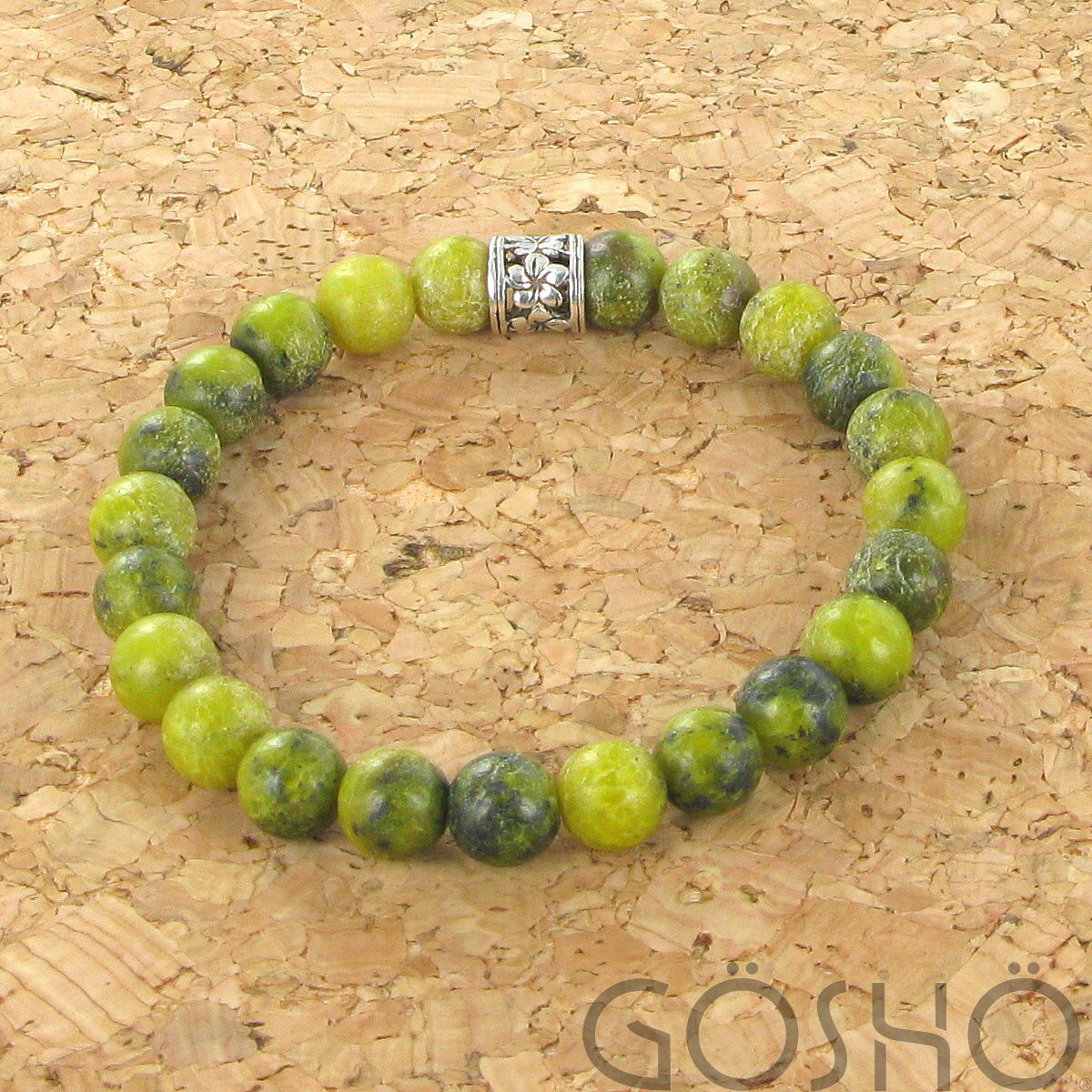 Bracelet GÖSHÖ 8 mm en pierre naturelle et perle en argent